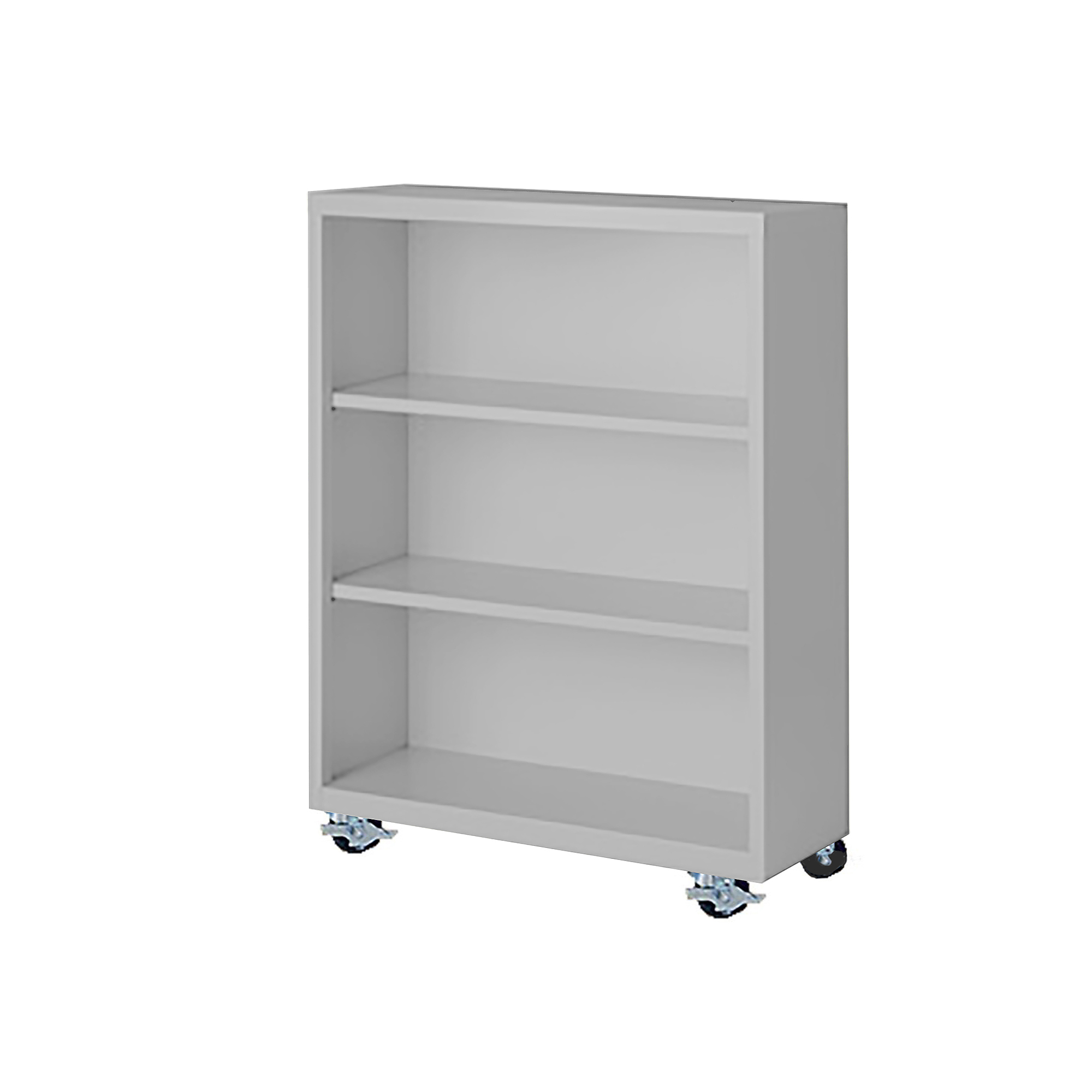 Steel Cabinets USA, 36in.x18in.x45in. Gray Mobile Bookcase Fully Assembled, Height 45 in, Shelves (qty.) 3, Material Steel, Model# MBCA-364518-G